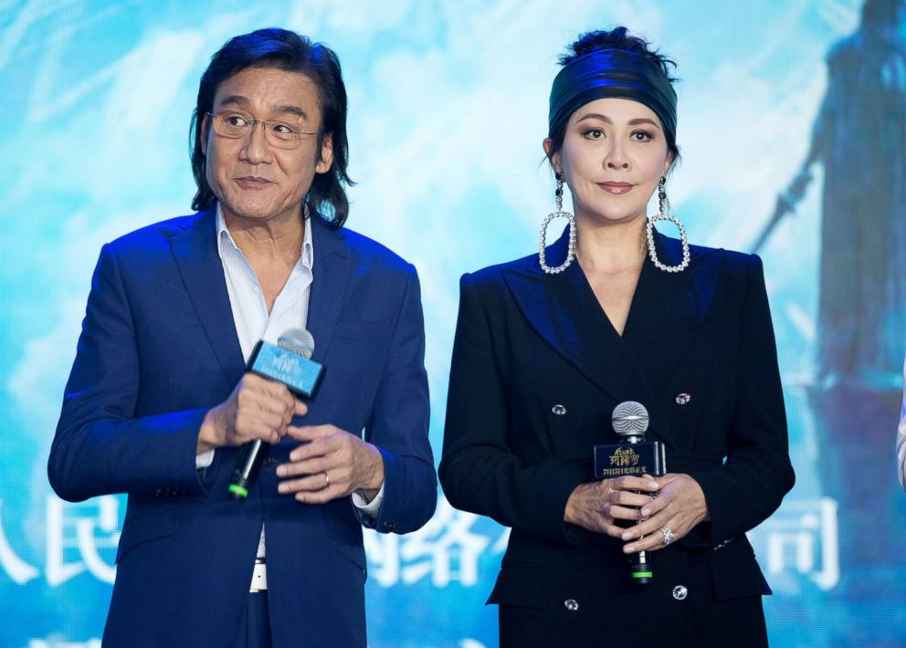 PHOTO: Actor Tony Leung Ka-fai and actress Carina Lau attend the press conference of film Asura, July 9, 2018 in Beijing.