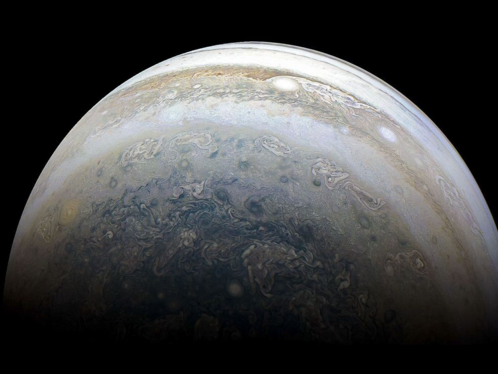 PHOTO: Jupiters southern hemisphere is pictured by NASAs Juno spacecraft on the outbound leg of a close flyby of the gas-giant planet in an image released on July 2, 2018.